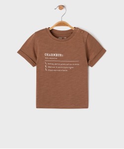 Tee-shirt manches courtes avec inscription bébé garçon